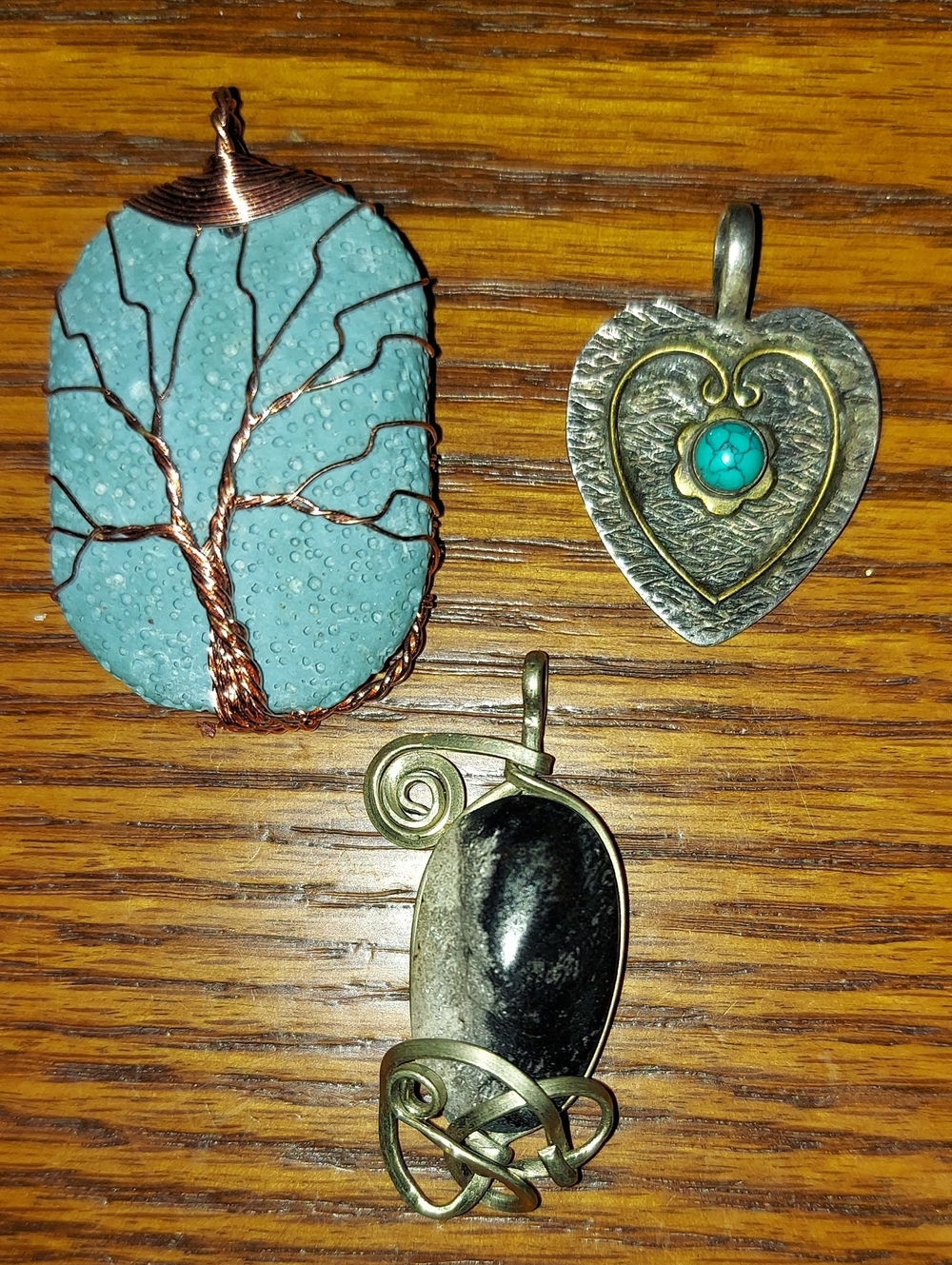 Vintage 3 Sterling Silver & Copper Pendants